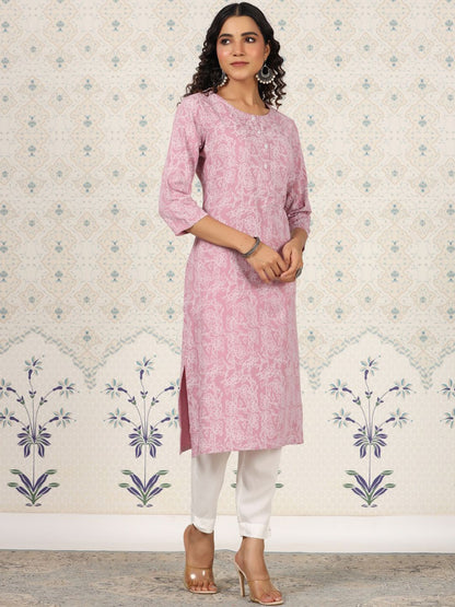 Dhiyona OD  Printed Round Neck Straight Kurta