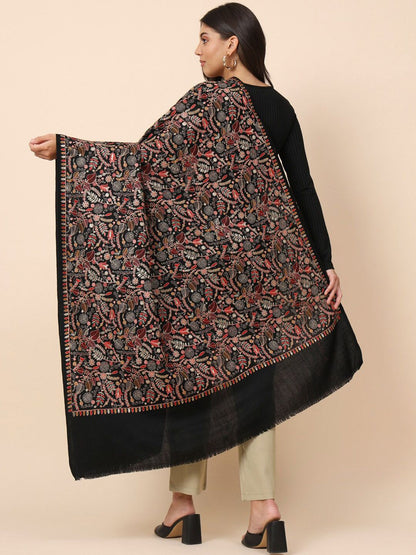 Dhiyona PA Women Floral Embroidered Pure Woollen Shawl