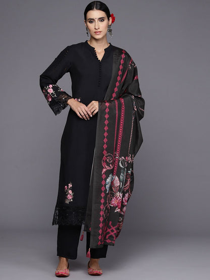 Dhiyona IE Women Floral Embroidered Regular Thread Work Kurta with Trousers & Dupatta