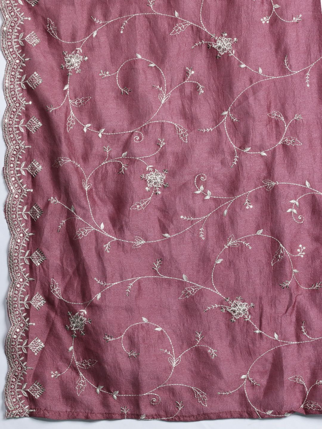 Floral Embroidered Thread Work Kurta with Trousers & With Dupatta