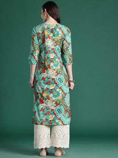 Dhiyona IE Floral Printed Pure Cotton Kurta