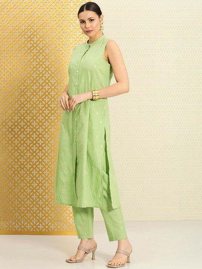 Dhiyona PD Women Women Jashn Embroidered Sequinned Pure Cotton Kurta with Trousers