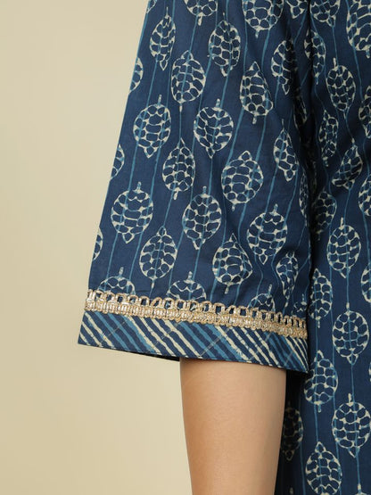 Women's Cotton Blue Straight Kurta