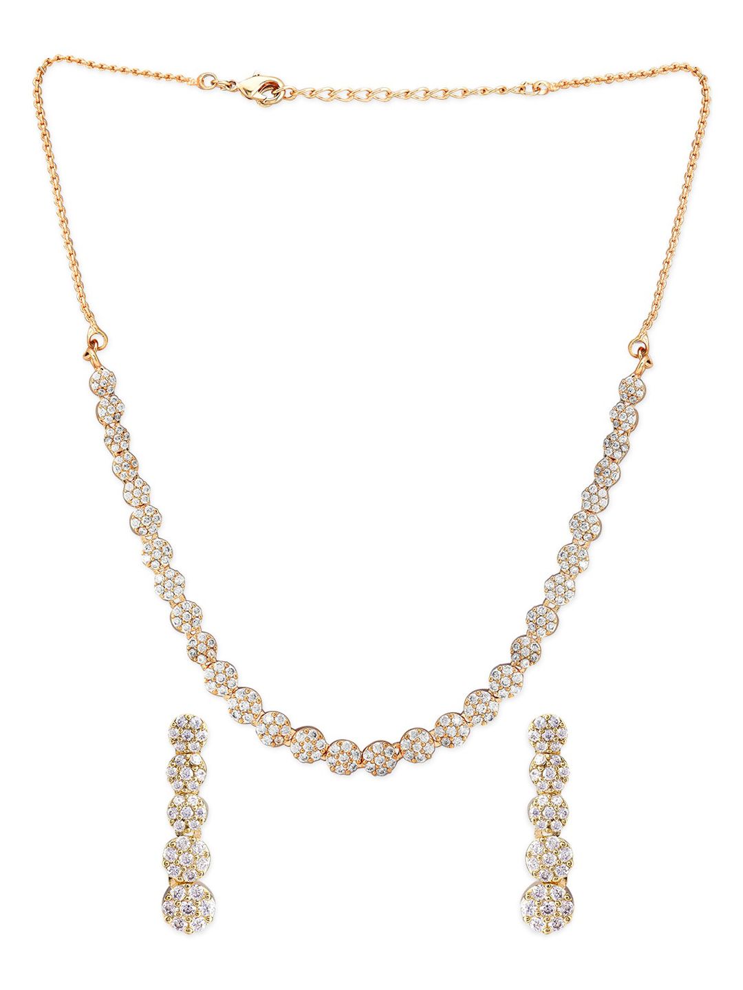 Dhiyona RJ Women's 22K Gold-Toned White AD Studded Jewellery Set