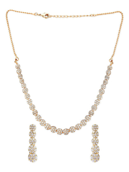 Dhiyona RJ Women's 22K Gold-Toned White AD Studded Jewellery Set