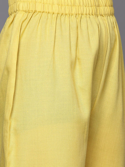 Dhiyona VA Women's Yellow Striped Sequinned Kurta with Trousers & With Dupatta