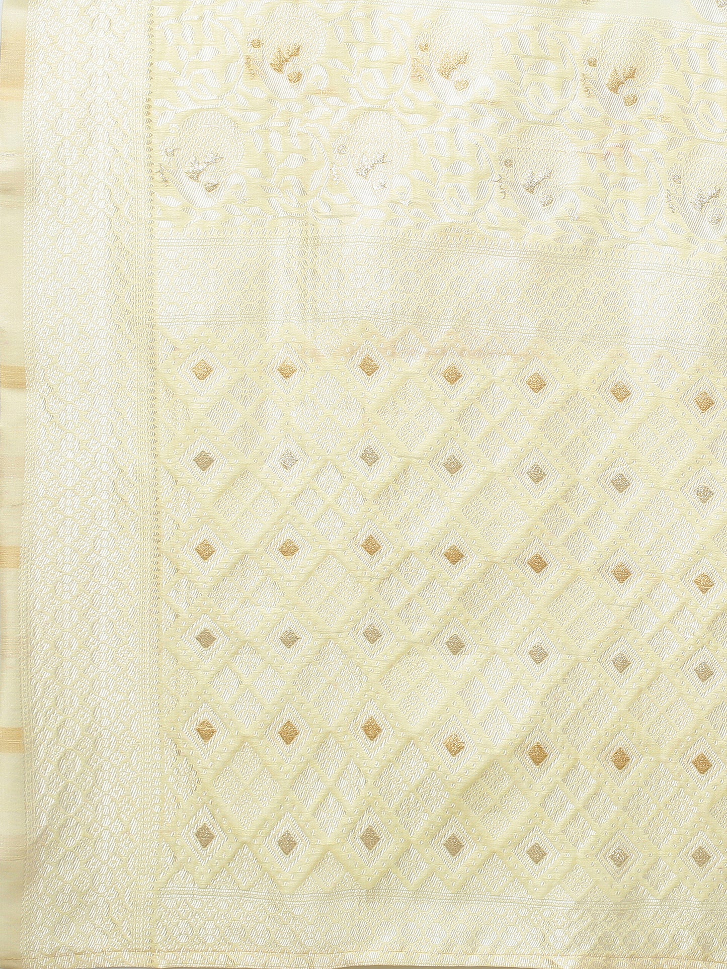 Women's Cotton Silk Yellow Woven Design Woven saree With Blouse Piece