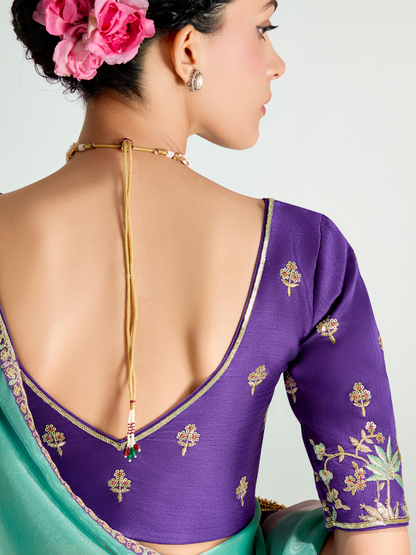 Dhiyona KM Women Purple Shade Organza Saree
