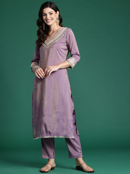 Ethnic Motifs Embroidered Sequinned Kurta With Trousers & Dupatta
