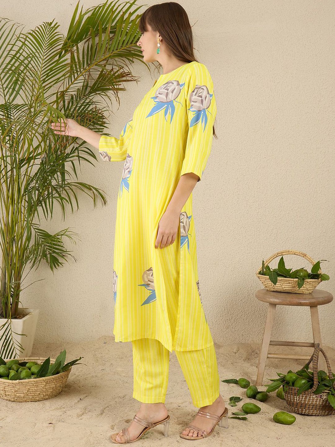 Dhiyona IE Printed Straight Tunic & Trousers Co-Ord Set