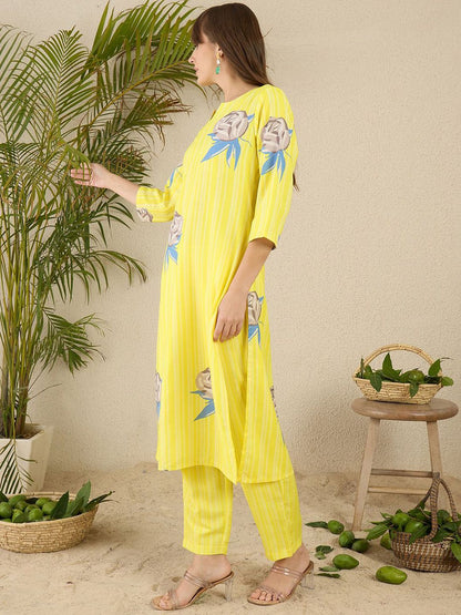 Dhiyona IE Printed Straight Tunic & Trousers Co-Ord Set
