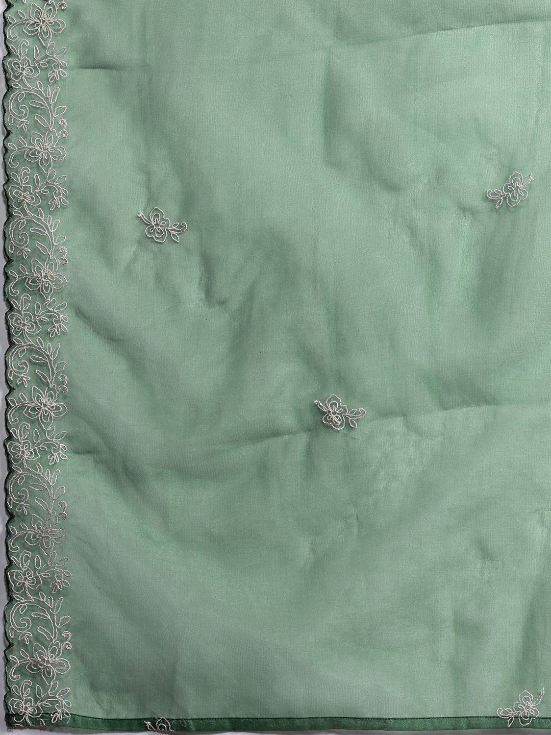 Ethnic Motifs Embroidered Aari Work Kurta with Trousers & Dupatta