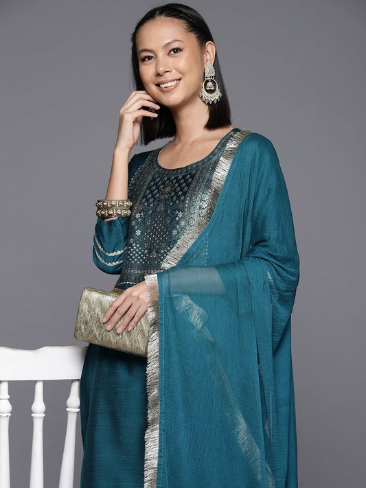 Dhiyona VA Women's Yoke Design Regular Kurta with Trousers & With Dupatta