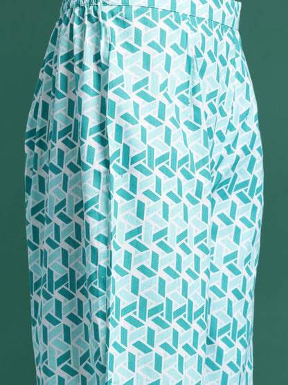 Dhiyona IE Floral Printed Pure Cotton Kurta with Trousers & With Dupatta