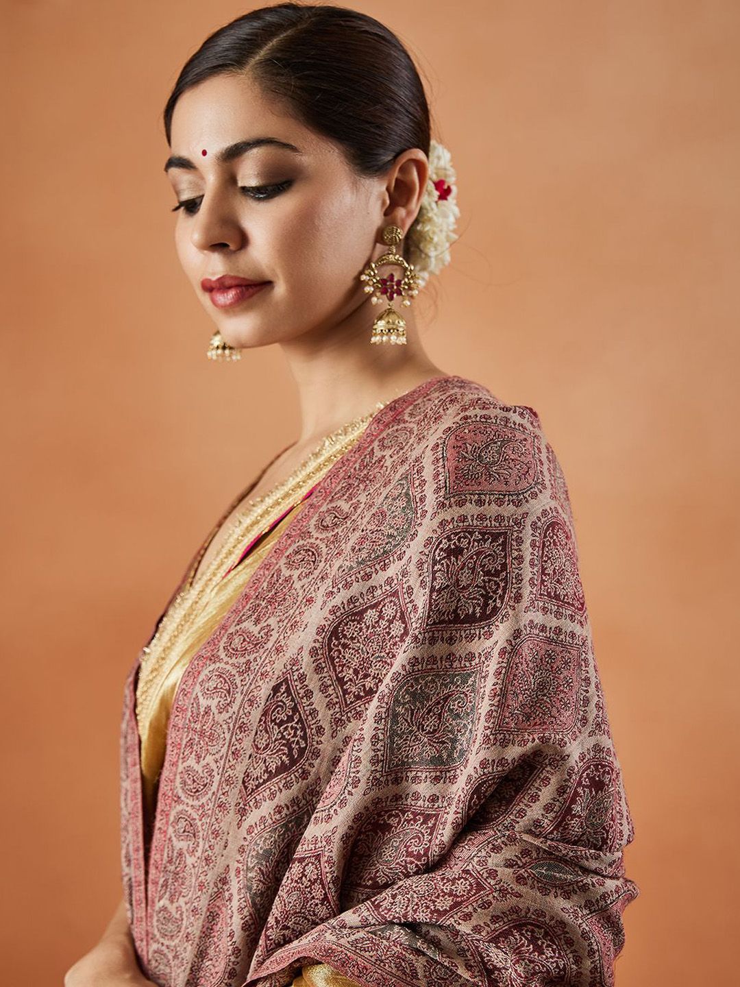 Dhiyona PA Paisley Woven Design Fringed Shawl