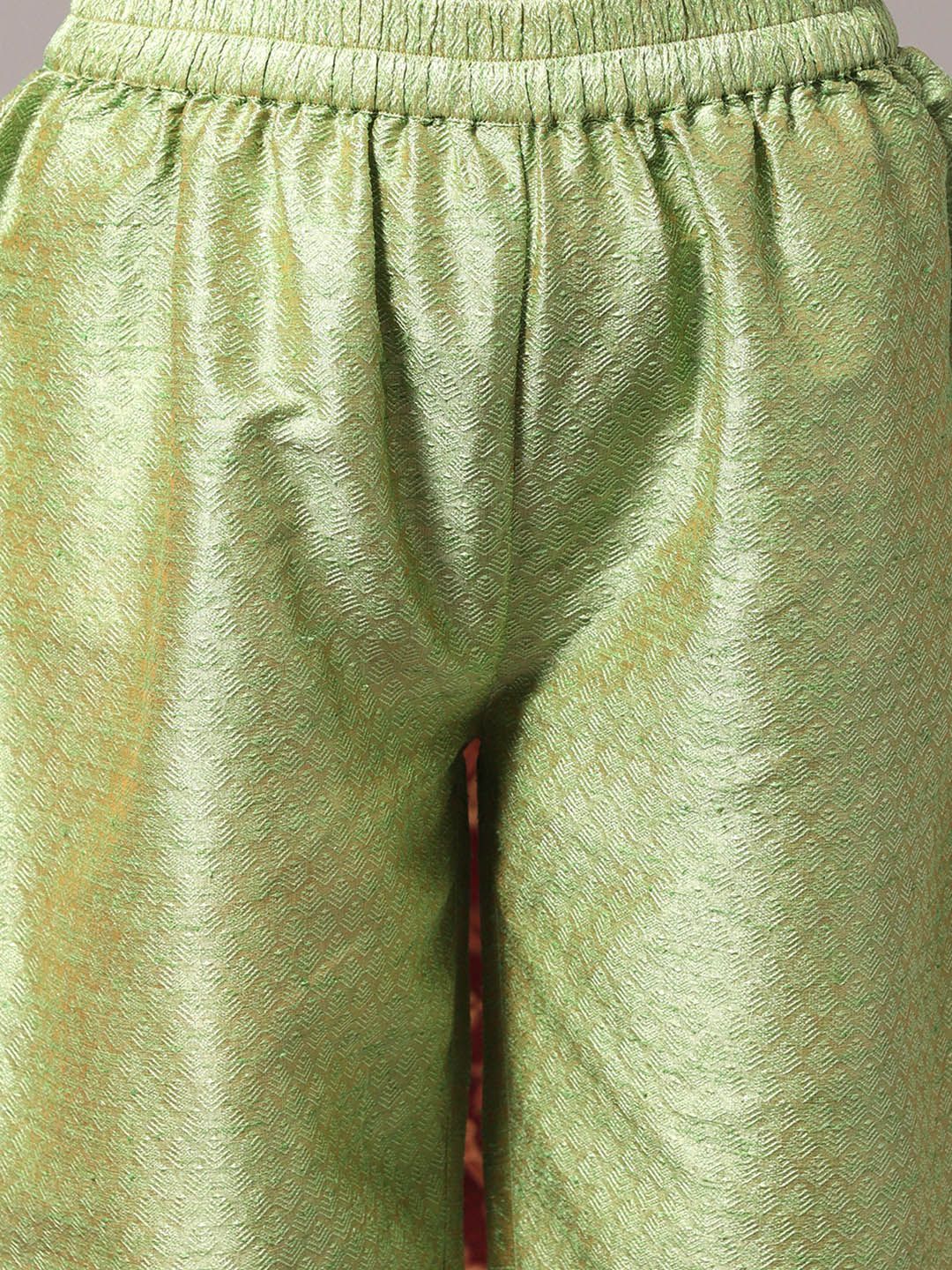 Dhiyona VA Women's Green Ethnic Motifs Gotta Patti Kurta with Trousers & With Dupatta