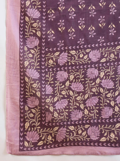 Dhiyona IE Floral Yoke Design Gotta Patti Pure Cotton Straight Kurta With Salwar & Dupatta