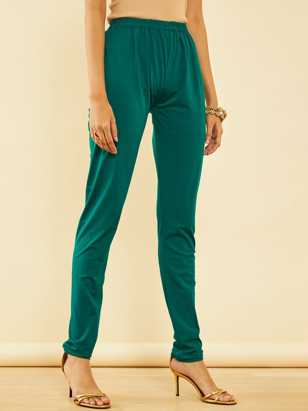 Dhiyona SO Women's Floral Yoke Design Beads and Stones Kurta & Churidar & Dupatta With Shrug