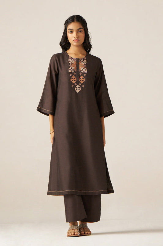 Women's Bracken Brown Silk Co-ord Set