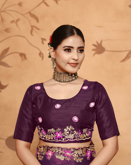 Dhiyona GR Women's Armani Wine Jimmi Choo Embroidered Saree