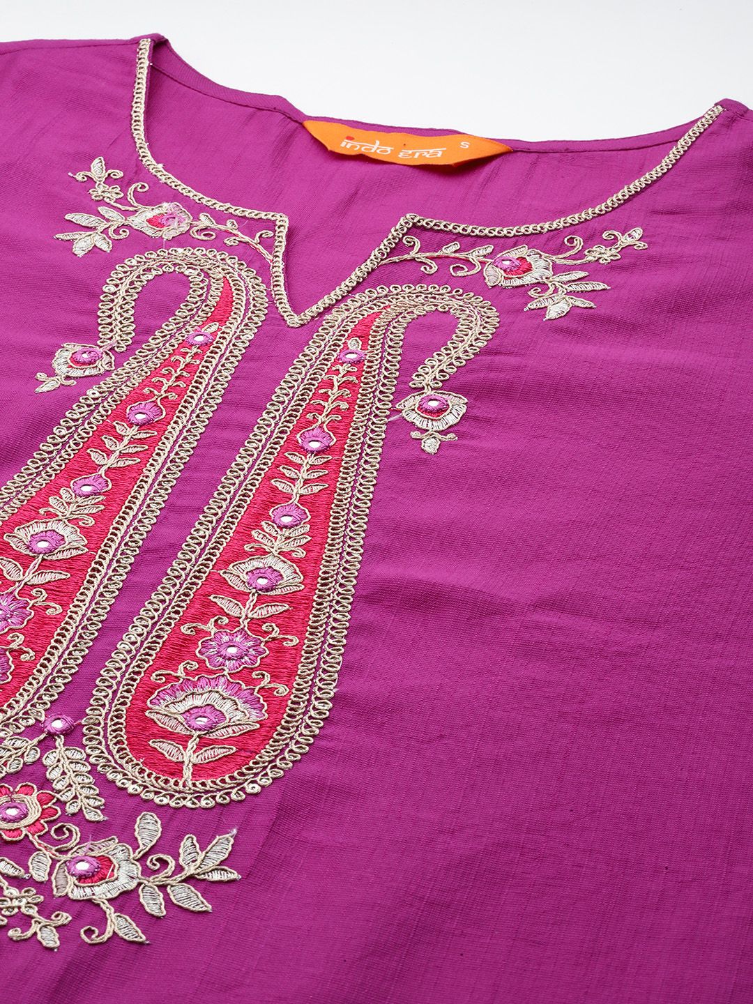 Paisley Embroidered Sequinned Kurta with Trousers & With Dupatta