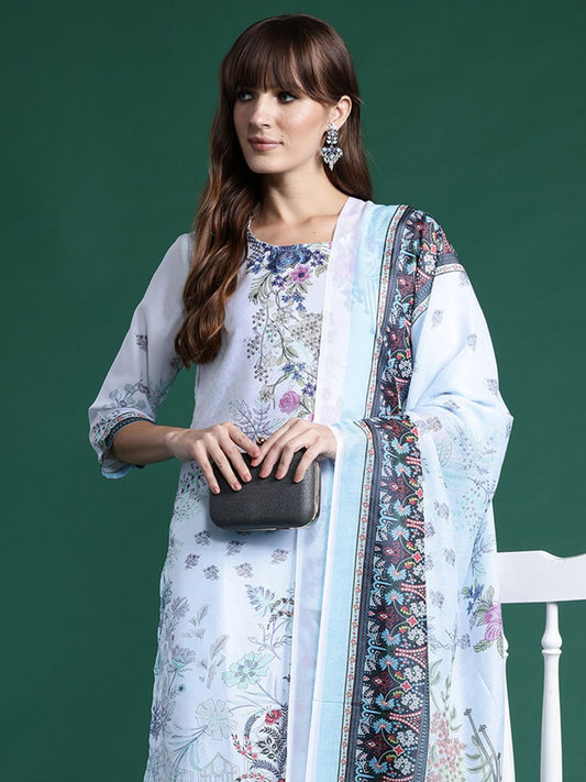 Dhiyona IE Ethnic Motifs Printed Kurta With Trousers & Dupatta
