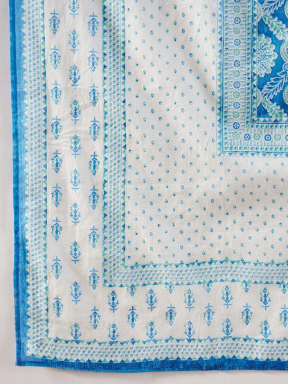 Dhiyona IE Ethnic Motifs Printed Mandarin Collar Cotton Straight Kurta & Trousers & Dupatta