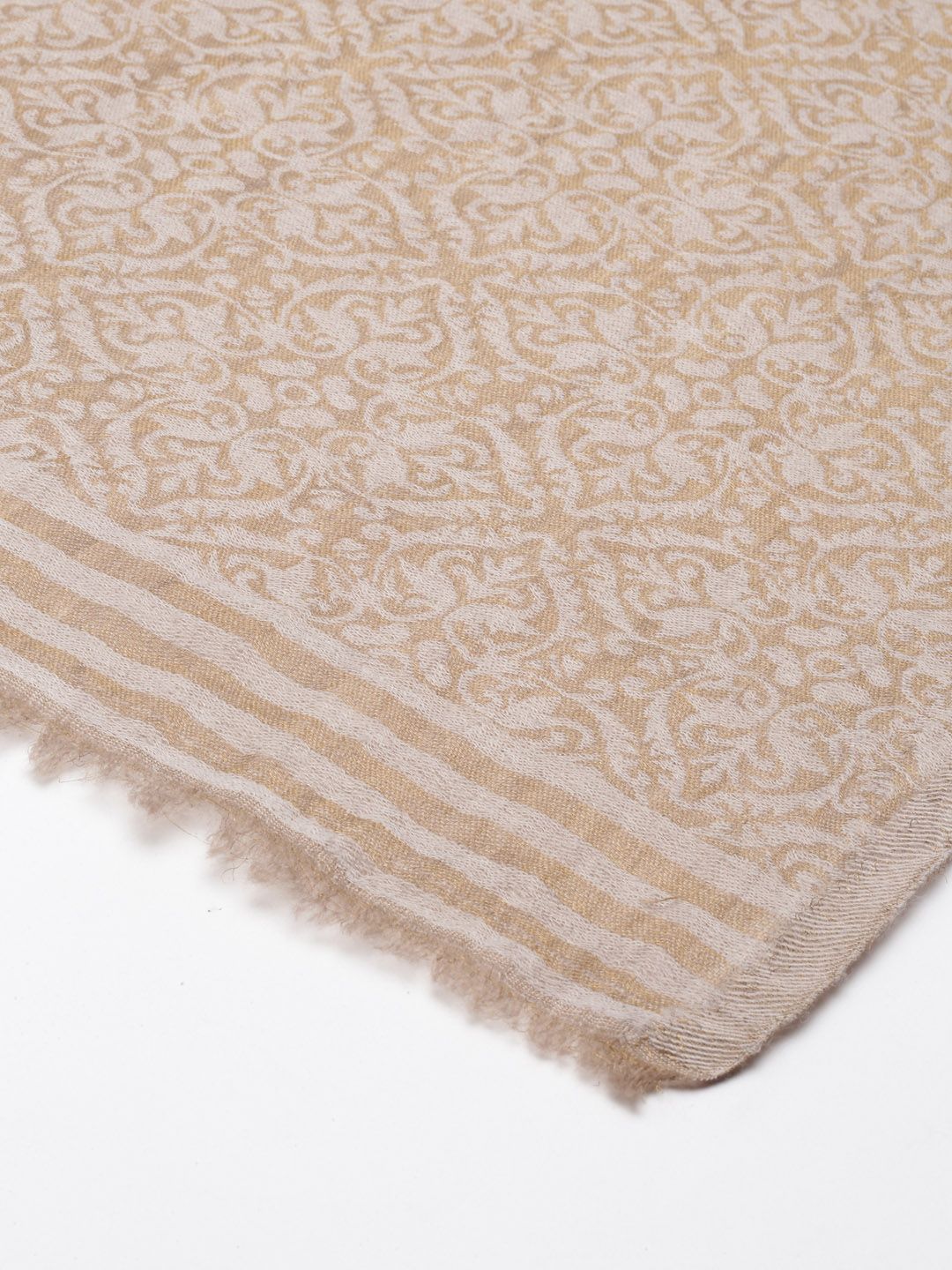 Dhiyona PA Women Beige & Brown Woven-Design Shawl