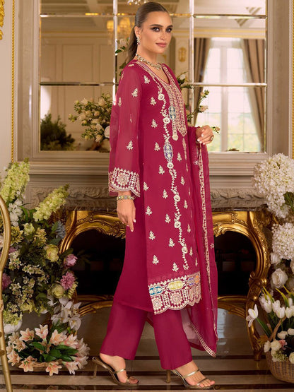 Ethnic Motifs Embroidered Zari Kurta with Trousers & Dupatta