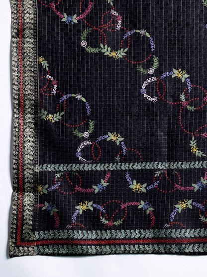 Dhiyona IE Floral Embroidered Thread Work Kurta with Trousers & With Dupatta