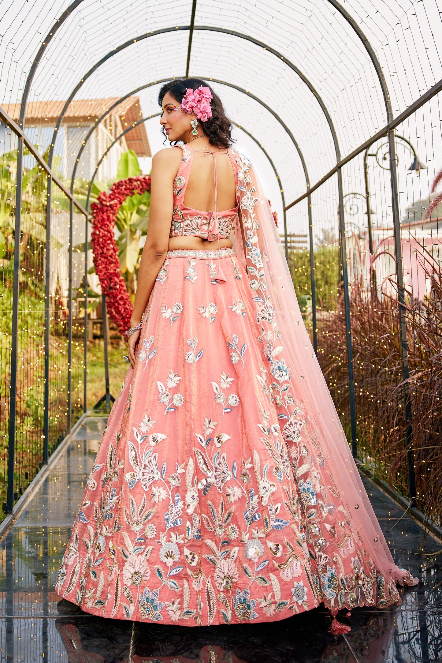 Orange colour Orange with Sequinse & Thread embroidery  Lehenga choli & Dupatta