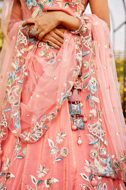 Orange colour Orange with Sequinse & Thread embroidery  Lehenga choli & Dupatta