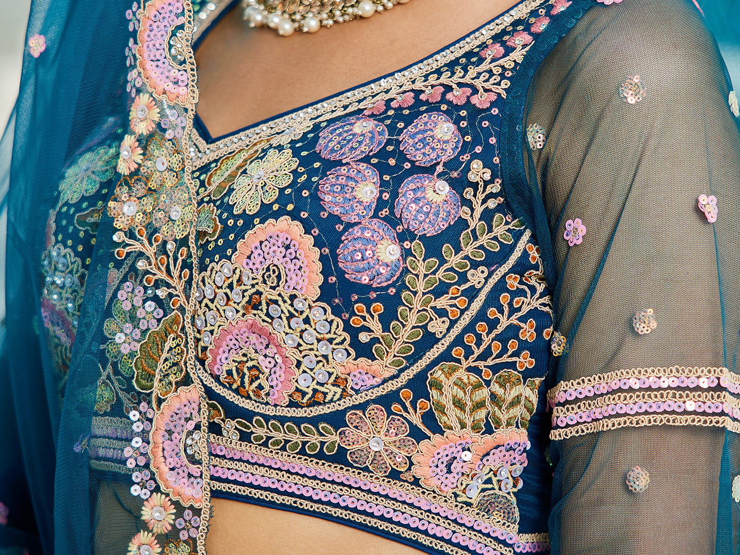NavyBlue net with Coding & Zarkan embroidery  Lehenga choli & Dupatta