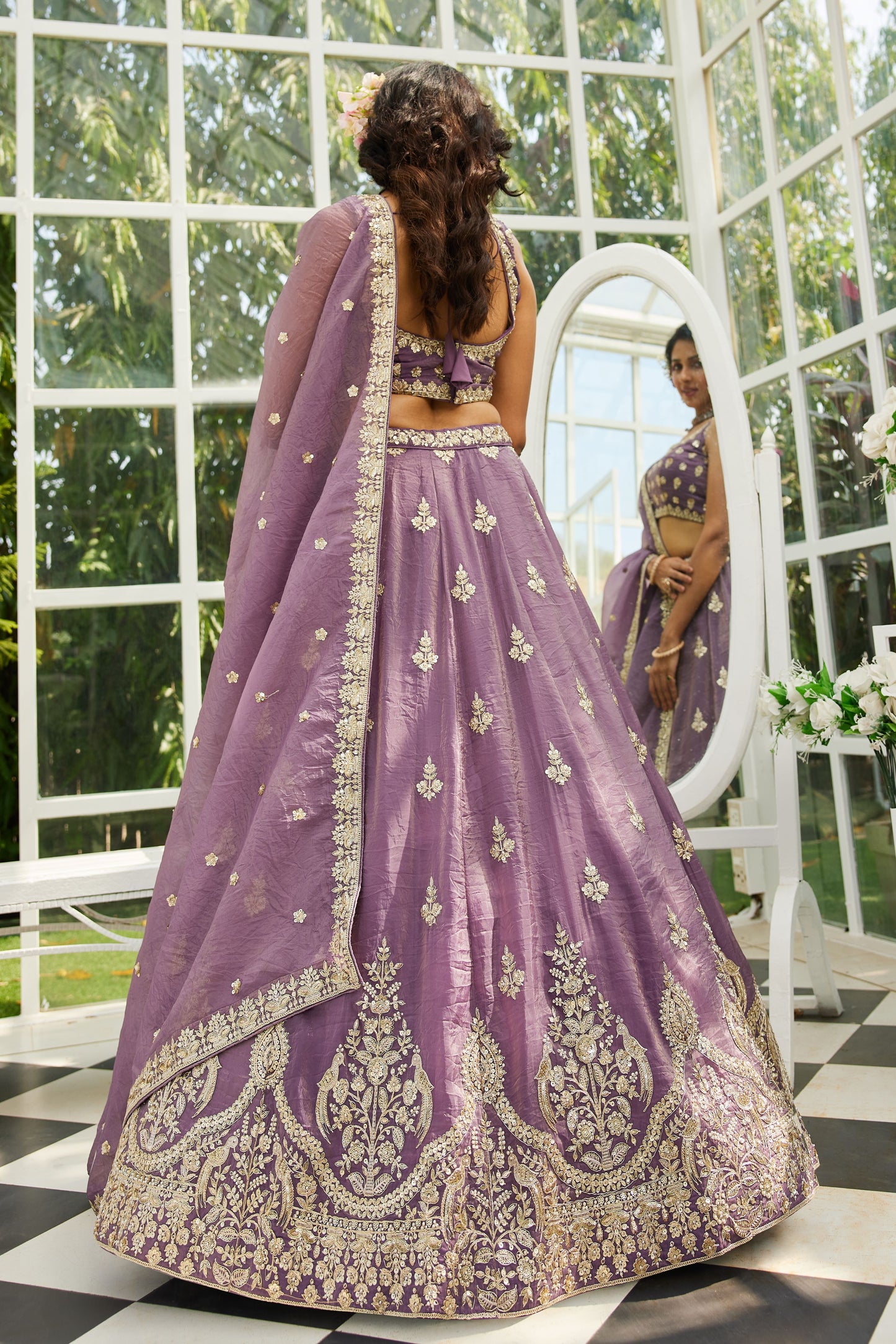 Purple colour Orange with Sequinse & Moti embroidery  Lehenga choli & Dupatta