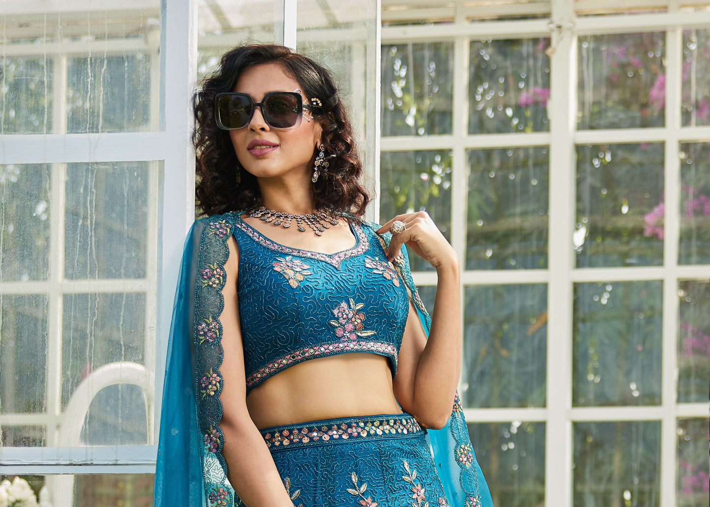 Navy Blue net with Coding & Zarkan embroidery  Lehenga choli & Dupatta