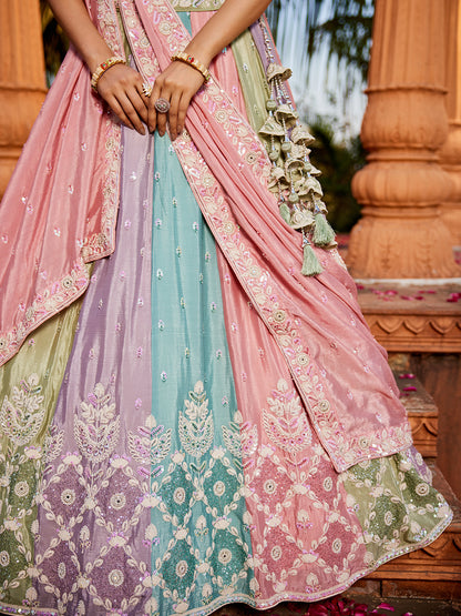 Women's Multu colour Chiffon Sequinse embroidery Lehenga choli & Dupatta
