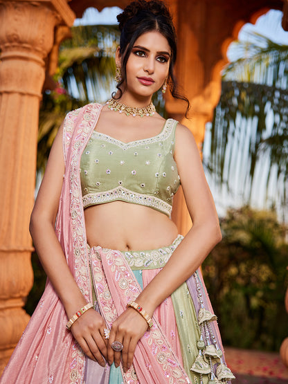Women's Multu colour Chiffon Sequinse embroidery Lehenga choli & Dupatta