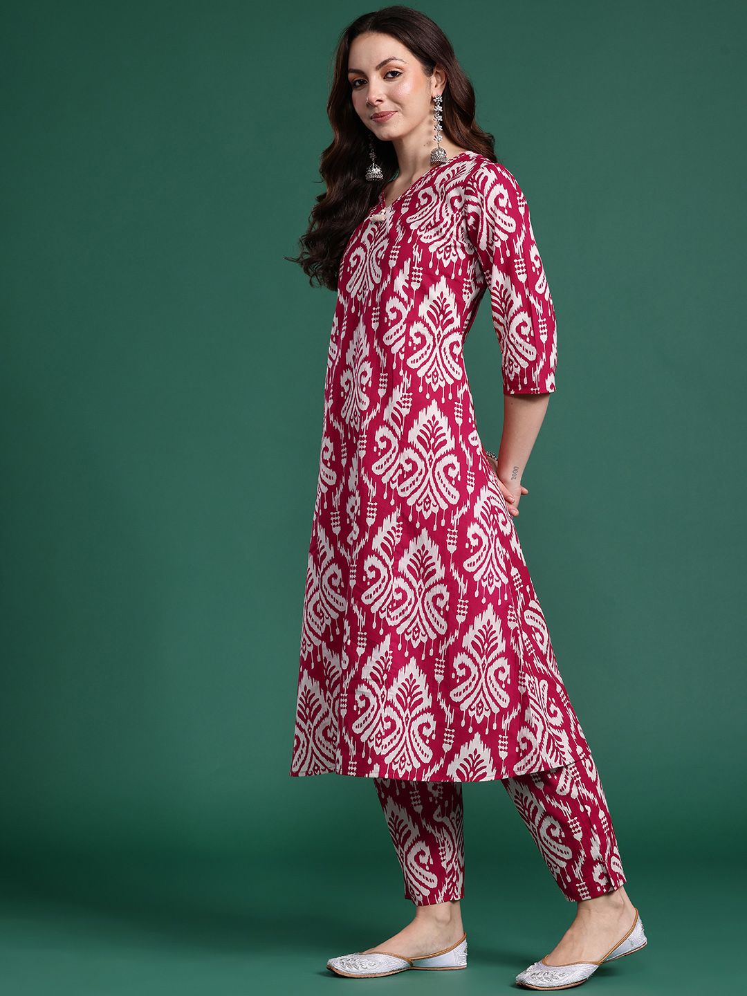 Women Ethnic Motifs Printed Pure Cotton Kurta with Trousers