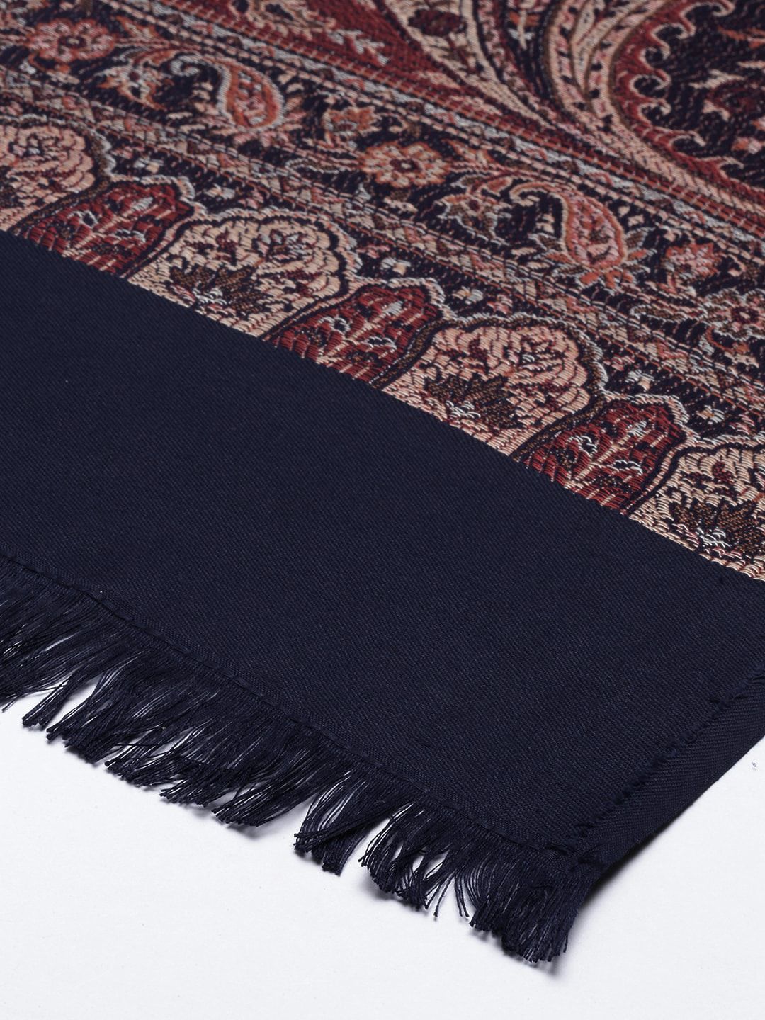 Dhiyona PA Women Blue And Red Woven Design Shawl