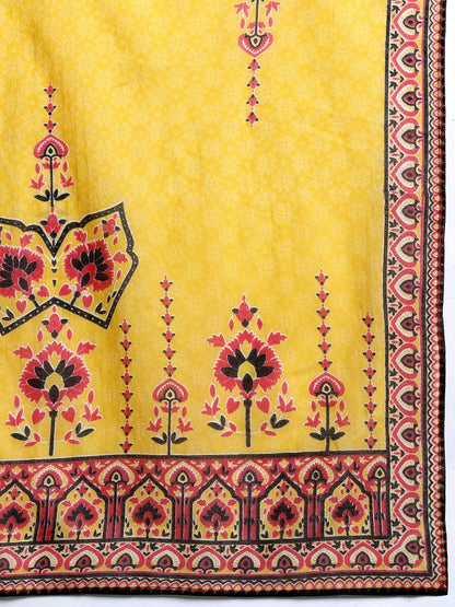 Dhiyona IE Ethnic Motifs Printed Mirror Work Pure Cotton Kurta with Trousers & With Dupatta