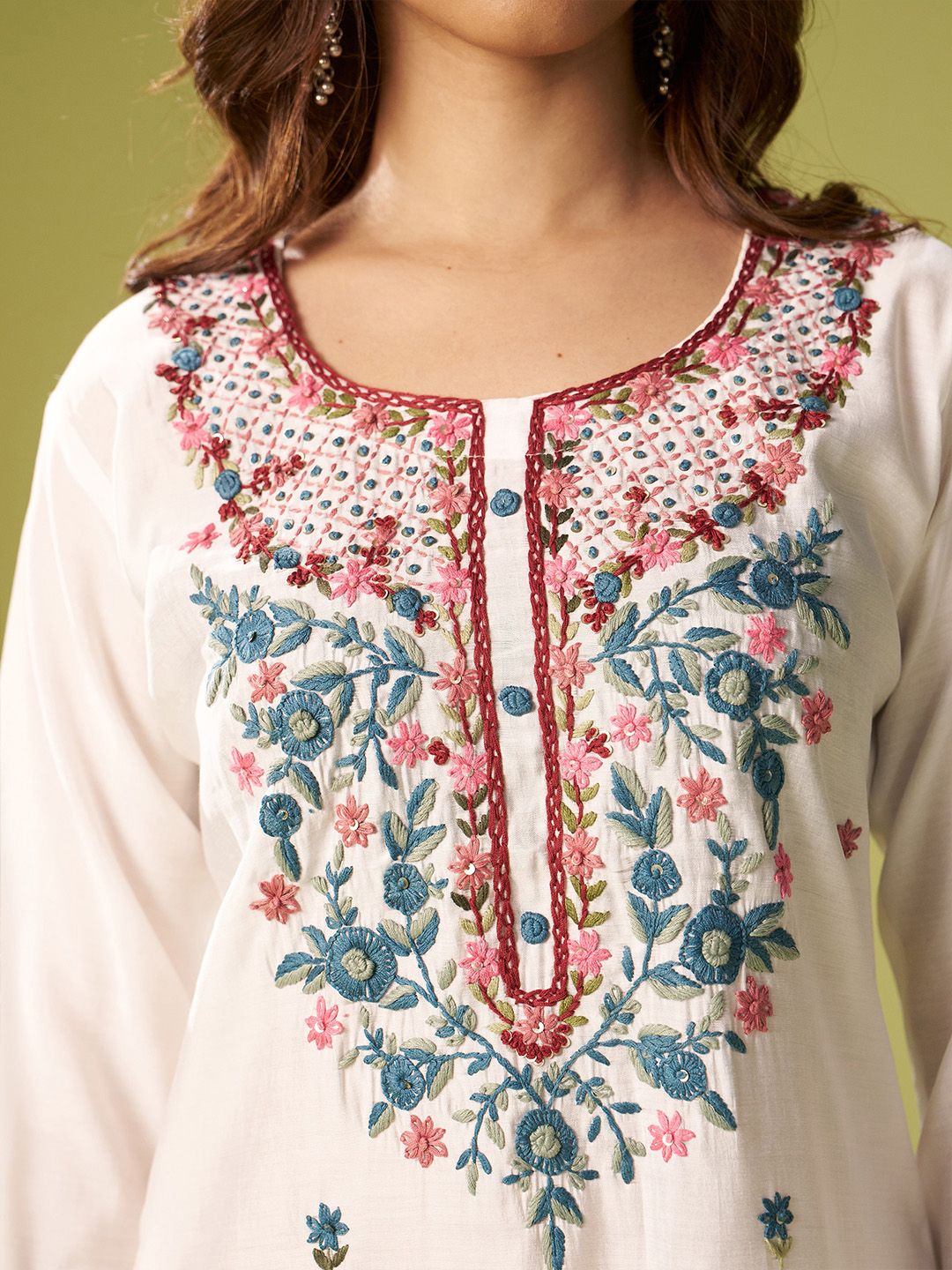 Women Floral Embroidered Kurta with Trousers & Dupatta