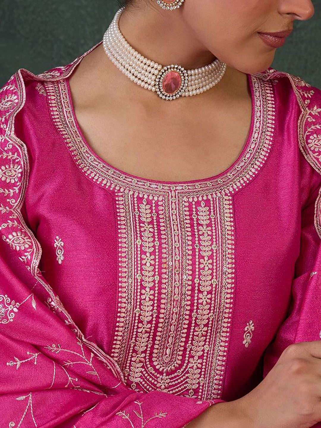 Women Ethnic Motifs Embroidered Kurta with Trousers & Dupatta