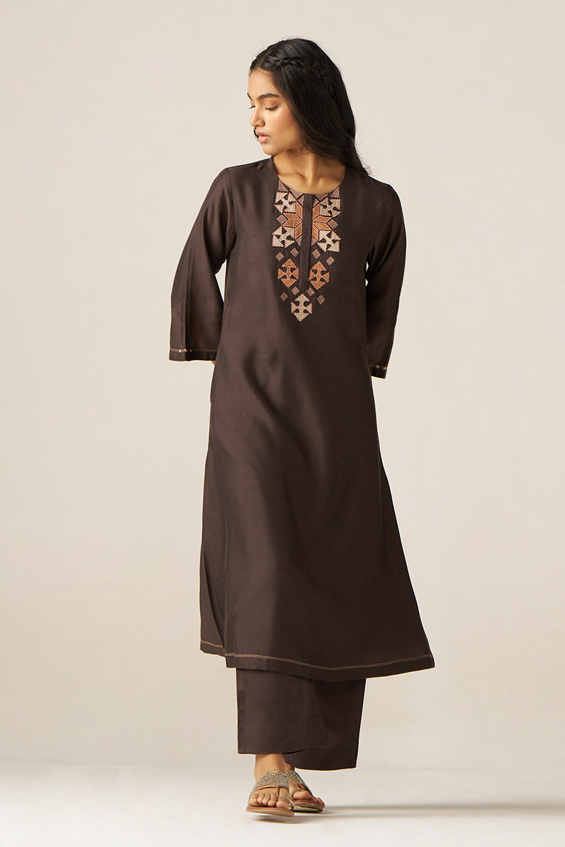 Women's Bracken Brown Silk Co-ord Set