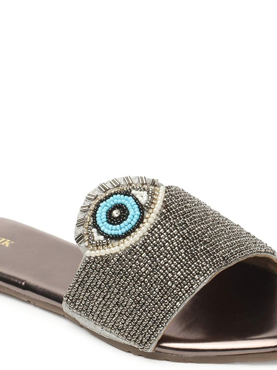 Dhiyona AK Evil Eye Classic Embellished Open Toe Flats