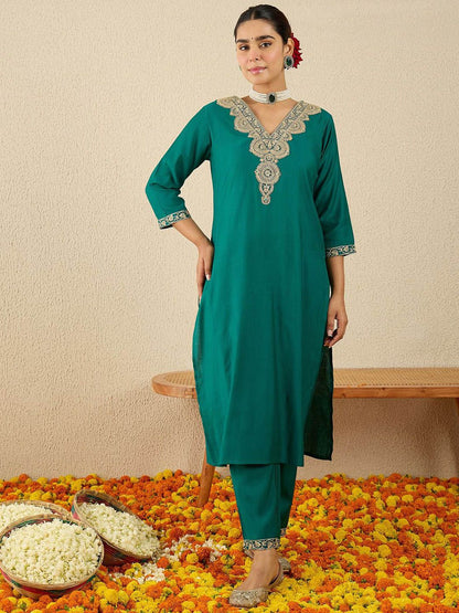 Dhiyona IE Embroidered Top With Trouser Co-Ords