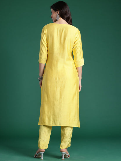 Dhiyona IE Ethnic Motifs Embroidered Thread Work Kurta with Trousers