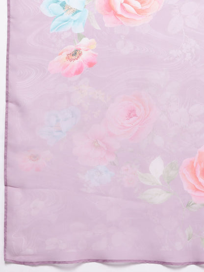 Floral Embroidered Regular Thread Work Pure Cotton Kurta With Trousers & Dupatta