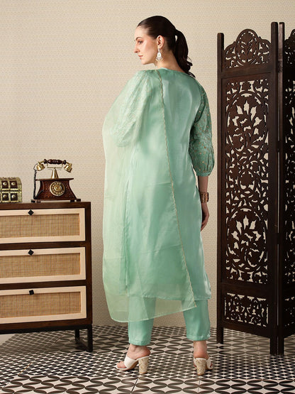 Dhiyona PD Women Floral Embroidered Jashn Kurta with Trousers & Dupatta