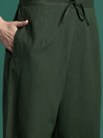 Floral Embroidered Thread Work Pure Cotton Kurta & Trousers