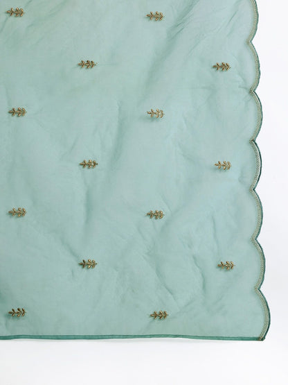 Dhiyona IE Ethnic Motifs Embroidered Gotta Patti Kurta with Trousers & Dupatta